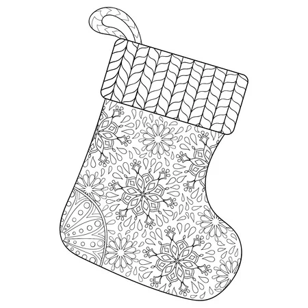 Patterned antistress Christmas stocking coloring book